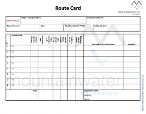 Example of a blank route card
